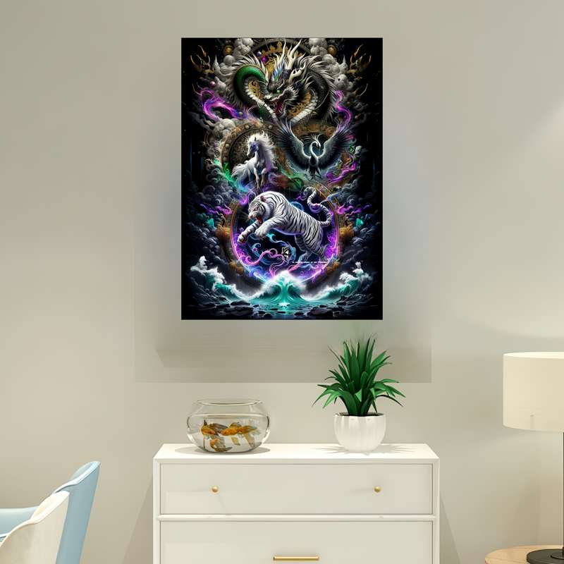 1000pcs Dragon Tiger Unicorn Puzzle Game Vibrant DIY Intelligence Challenge with