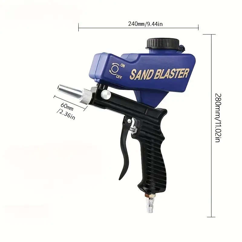 1pc Air Compressor Sandblasting Gun Kit Handheld Sandblaster Suitable for Metal Wood and Glass Porta