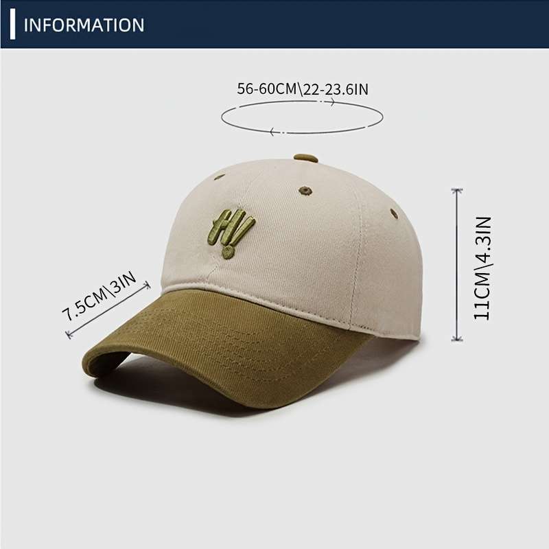 1pc Everyday Practicality Adjustable Two-Tone Baseball Cap with Embroidered Logo Lightweight Su