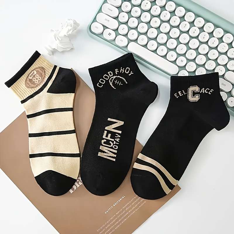 5 Pairs Of Mixed Colors One Size High Elastic Socks