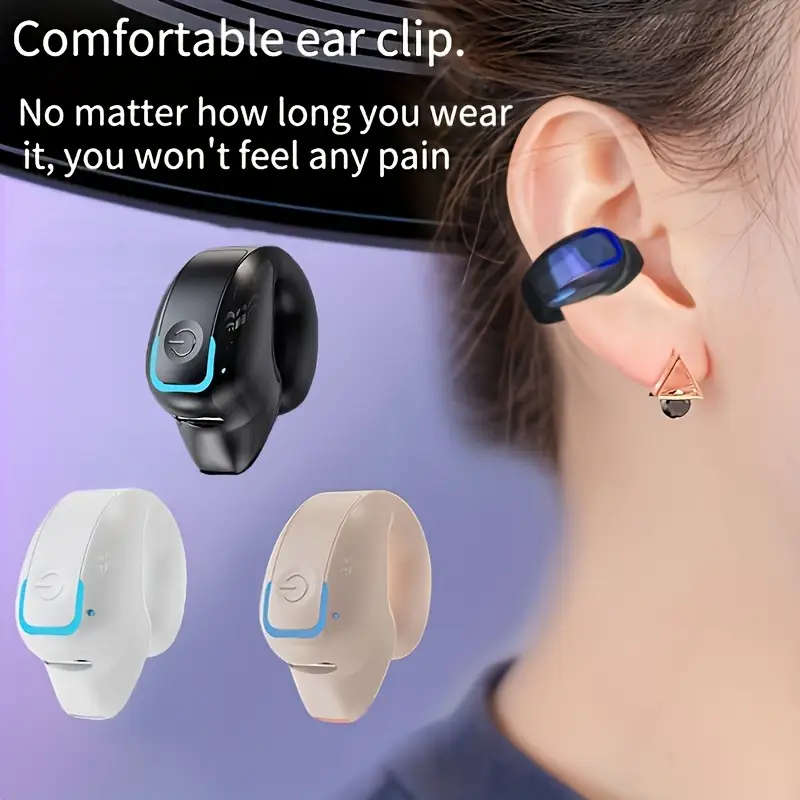 1pc New Clip-On Wireless Earphones Clear Sound Quality For Listening To Music Sports Animation