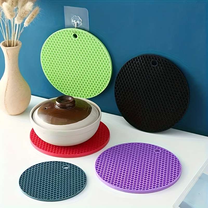 5-Pack Silicone Honeycomb Heat Resistant Mats Non-Slip Durable Hot Plate Pads for Hot Dishes