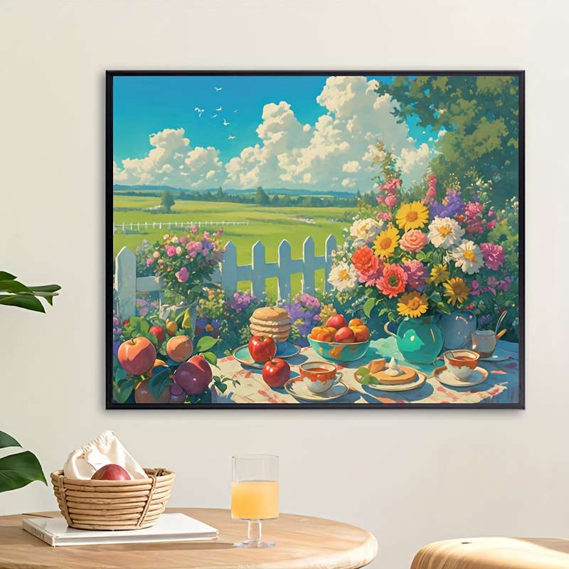 1000pcs Floral Tea Party Jigsaw Puzzle Vintage Botanical Tableau with Hand-Painted