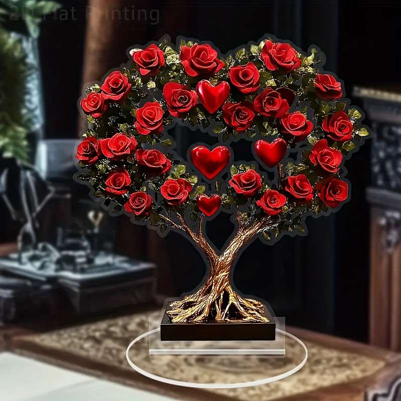 1pc 2D Flat  A Bouquet of Roses Filled with Love Along with a  Acrylic Ornament Makes a Great Ch