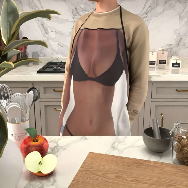 1 Fun Body Print Apron Sexy Bikini Design Durable Polyester 59.94x80.01 cm Ideal for Cook