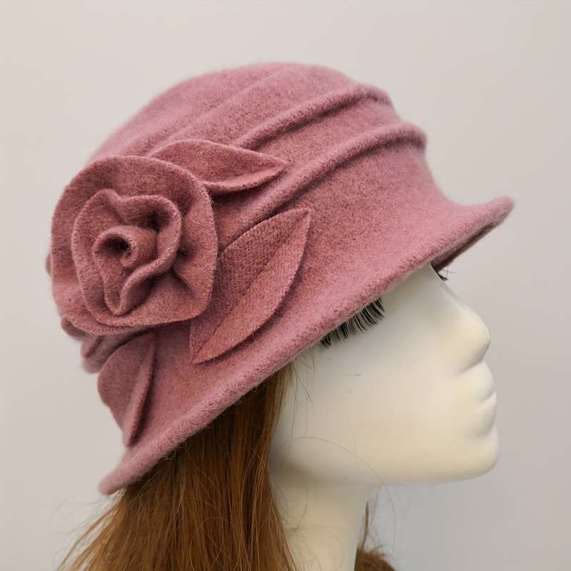 1pc 8 Colors Wool Top Hat Basin Hat Winter Middle-aged Women's Hat Elegant Middle-aged Woolen Mom H