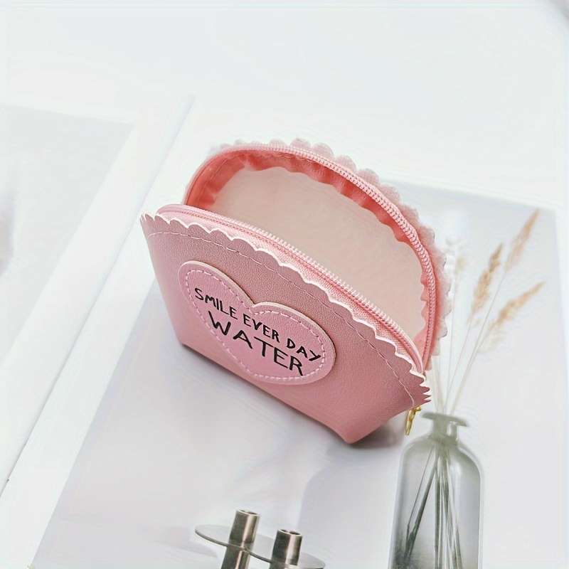 1pc Half-Round Coin Purse for Women PU Handheld Small Wallet Student Youngsters Small Gift