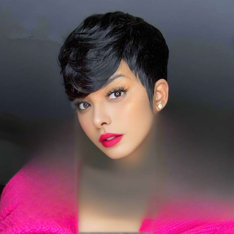 1Pc Black 25.4cm Fashion Design Wig