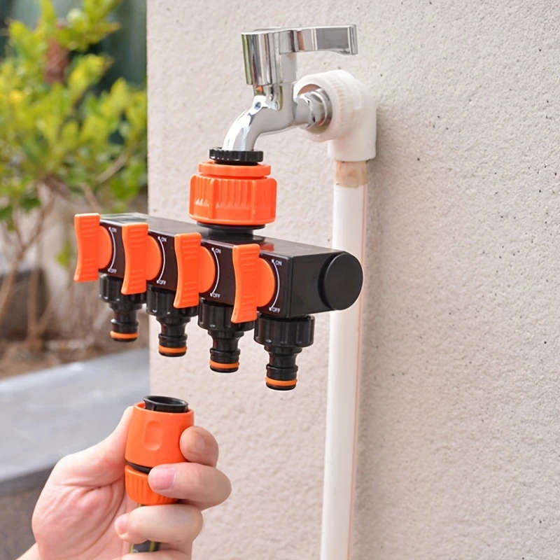 1pc Four-way Faucet Connector with Switch Garden Hose Splitter Water Faucet Hose Connector Hose Spli