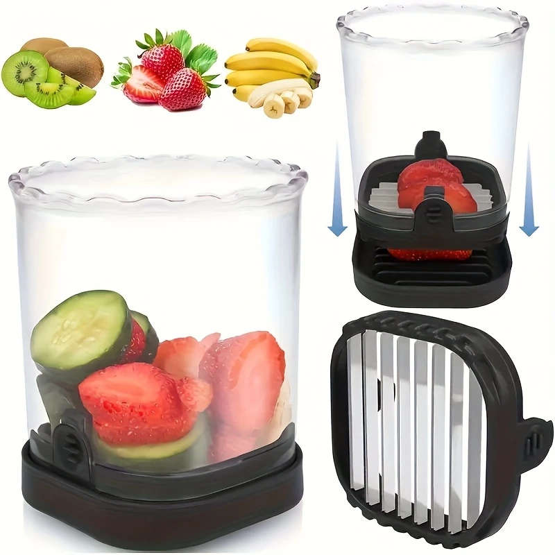 1Pc Creative Stainless Steel Fruit Slicer Durable Manual Push Plate With Rectangular Blades Color Se