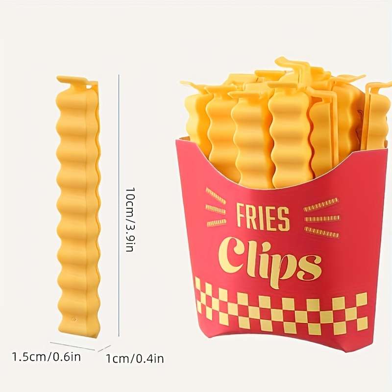 12-Pack Acrylic French Fry Shaped Bag Clips Magnetic Food Bag Sealers for Freshness Kitchen A