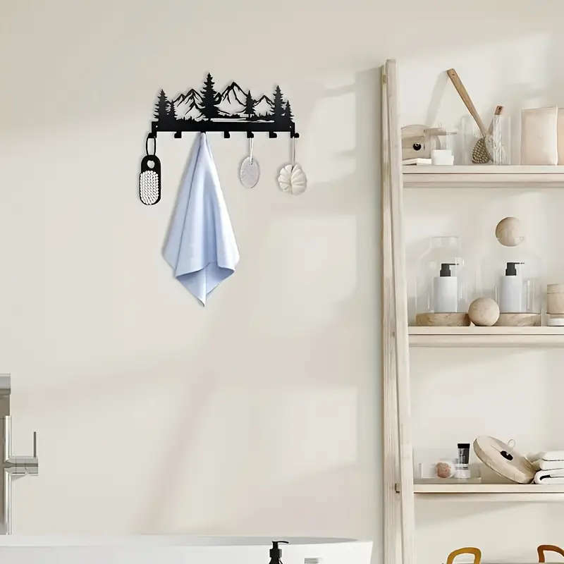 1pc Charming Metal Forest Key Hook Easy Install Wall Mount for Towels Hats Purses Stylish Entrance B