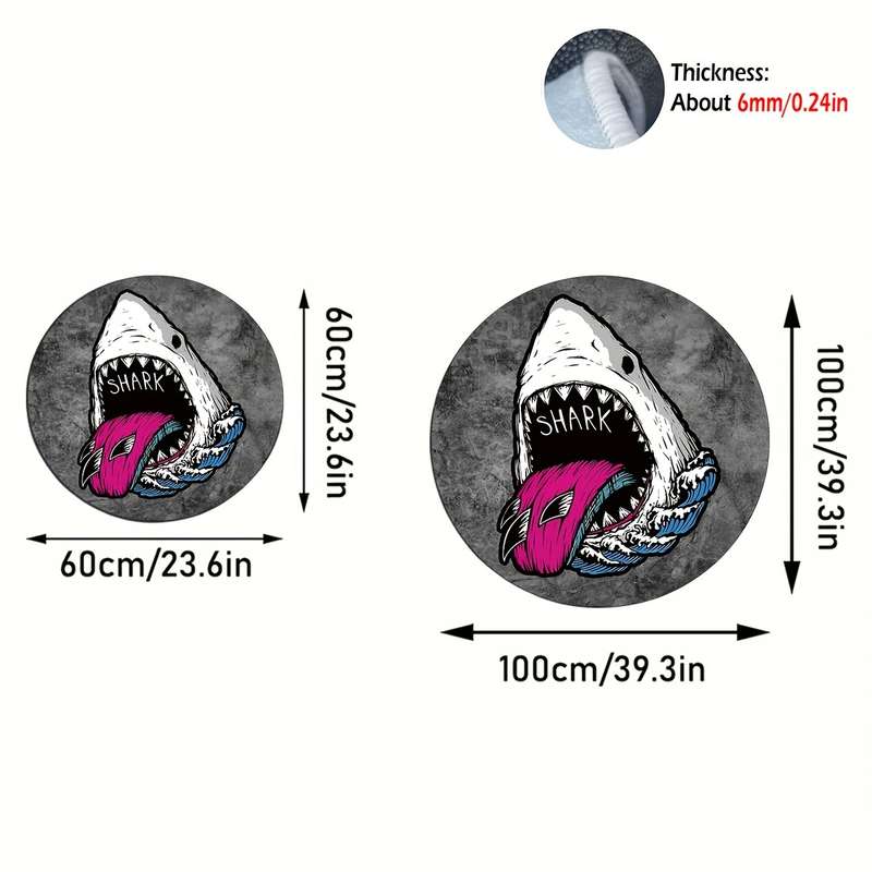 1Pc 100x100cm 39.3x39.3inch Sharks Floor Mat