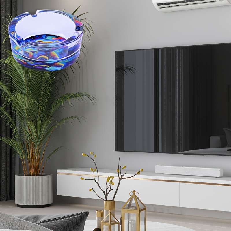 1pc Charming Cartoon Flower Glass Ashtray 85mm Round Perfect for Home Gifts