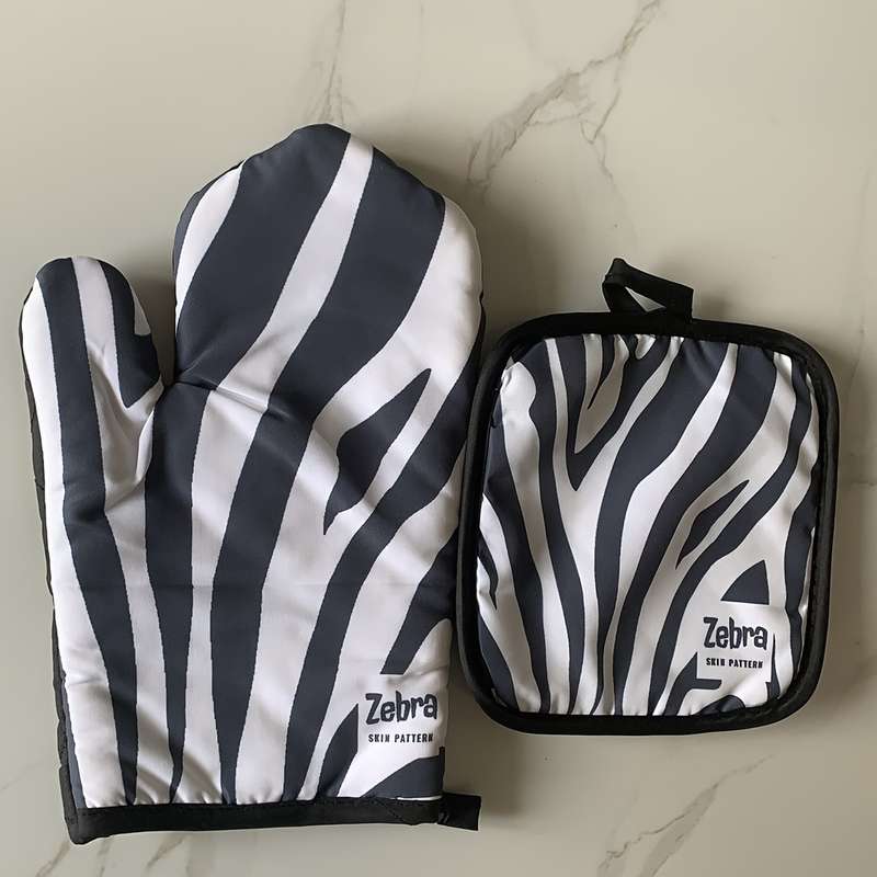 2pcs 1Set Creative Cow Pattern Plaid Sunflower Zebra-Stripe And Stripes Heat Insulation Pad Ove