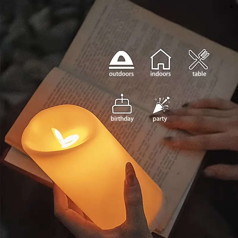 Set of 3 Flickering 3D Flameless Candles