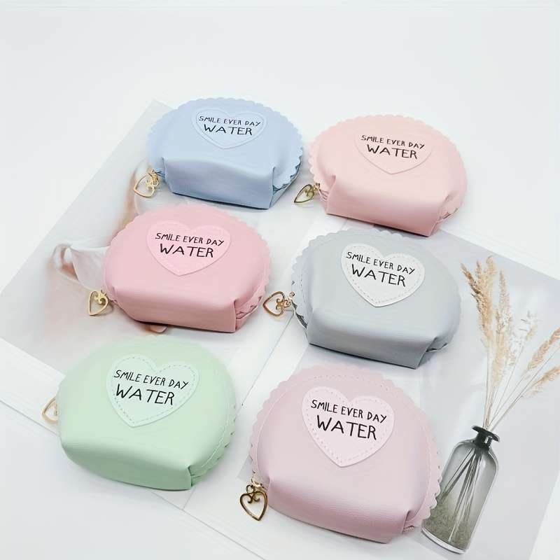 1pc Half-Round Coin Purse for Women PU Handheld Small Wallet Student Youngsters Small Gift