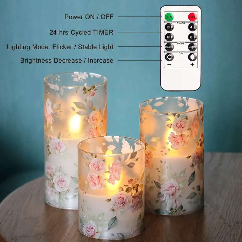 3 Piece Flameless Electronic Candle Set