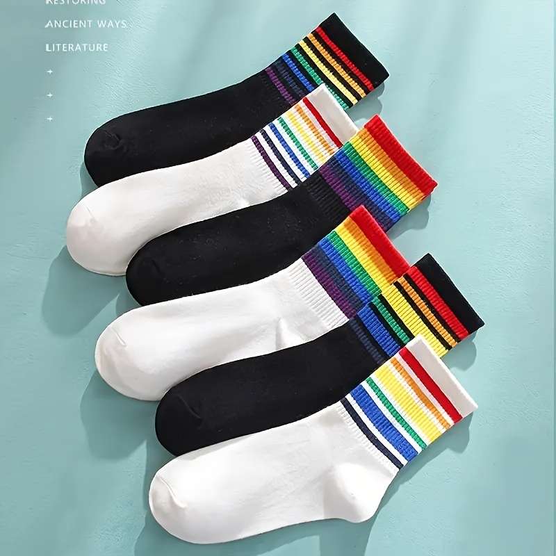 6 Pairs Mixed Color Pack One Size High Elastic Socks