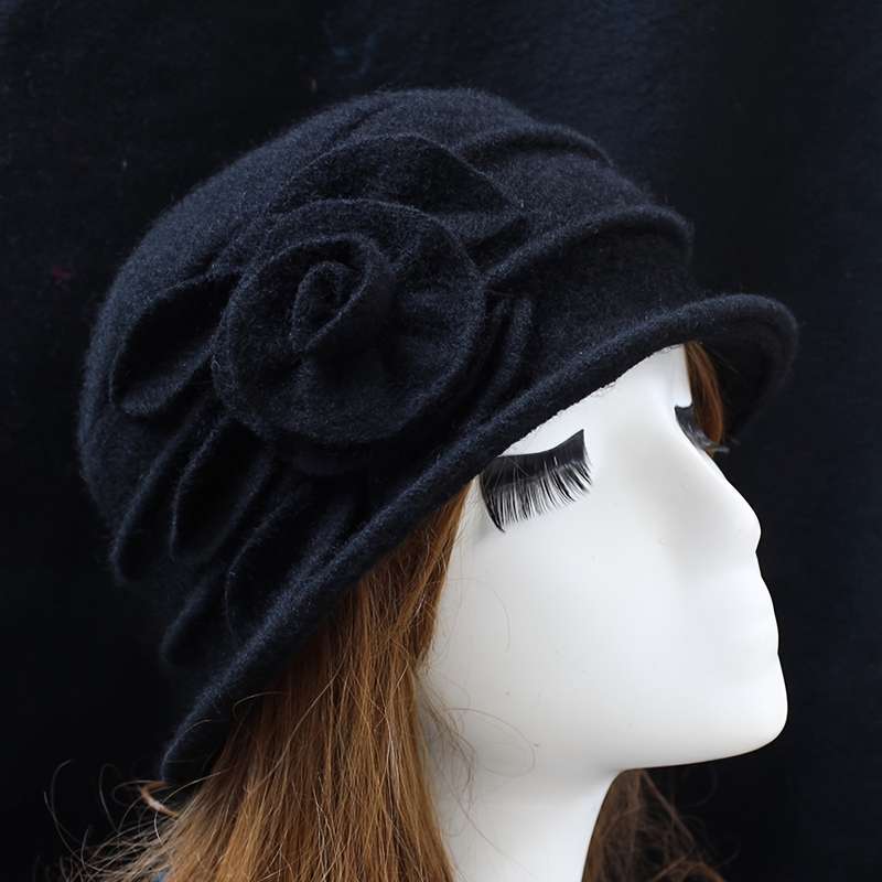 1pc 8 Colors Wool Top Hat Basin Hat Winter Middle-aged Women's Hat Elegant Middle-aged Woolen Mom H