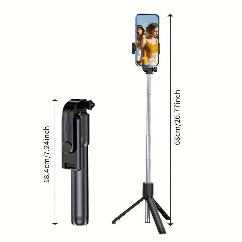 1pc Mobile Selfie Stick Retractable Tripod with Wireless Remote Compatible with iPhone and Android S