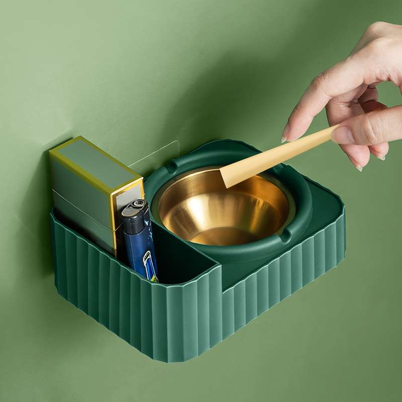 1pc Ashtray Stainless Steel Ashtray Slot Can be hung or placed on the table 3 storage slots