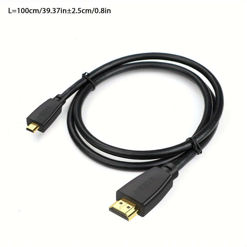 1pc 100cm High-Speed HDTV Cable 2.0/1.4 Gold-Plated Male to Micro 18Gbps Supports 4K 60Hz HDR 3D Up
