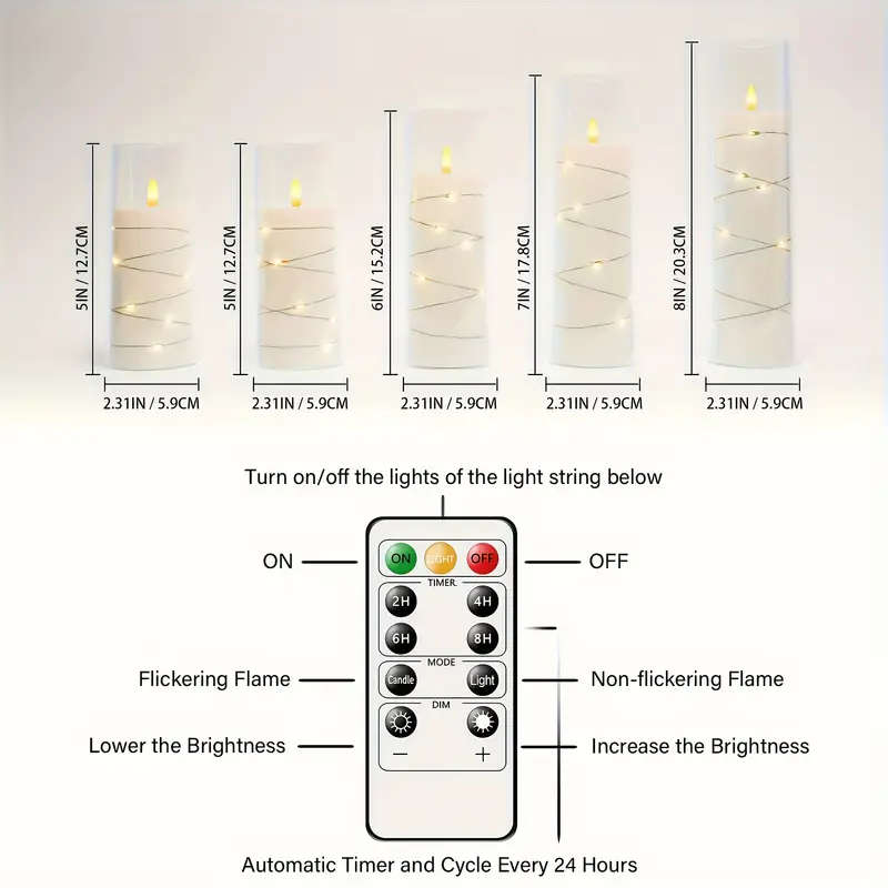 5-Piece Led Candle Set With Remote Control
