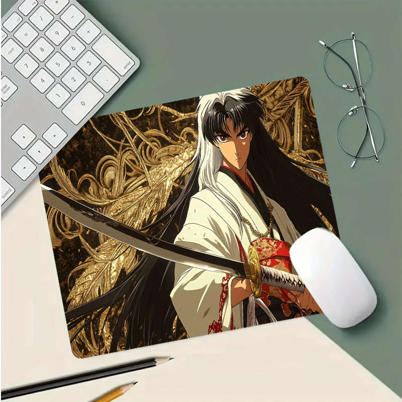 1pc 21x26cm Vibrant Samurai Warrior Gaming Mouse Pad Non-Slip Rubber Base