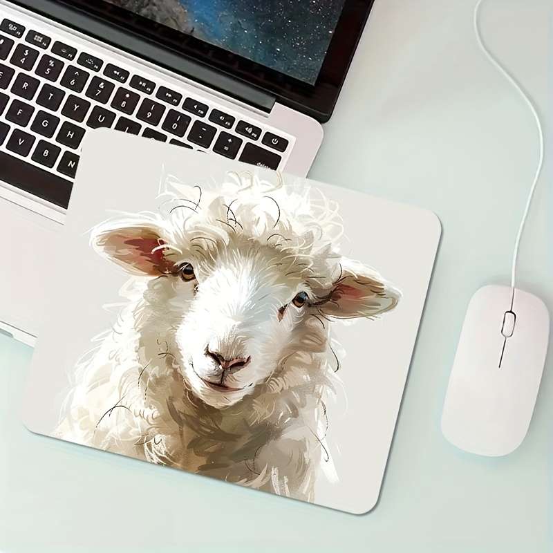 1pc Cute Mousepad With Cartoon Sheep Pattern Design Rubber Material Durable Mousepa