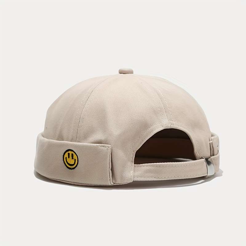 1pc Comfortable Soft Cotton Trucker Hat with Golden Face Embroidery Lightweight Fitted All-Seas