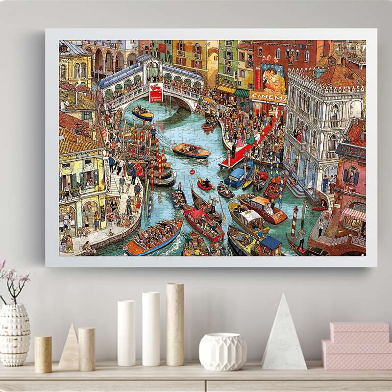 1000pcs Crowded Canal Art Puzzle for Adults Colorful Paper Jigsaw Perfect Gift for