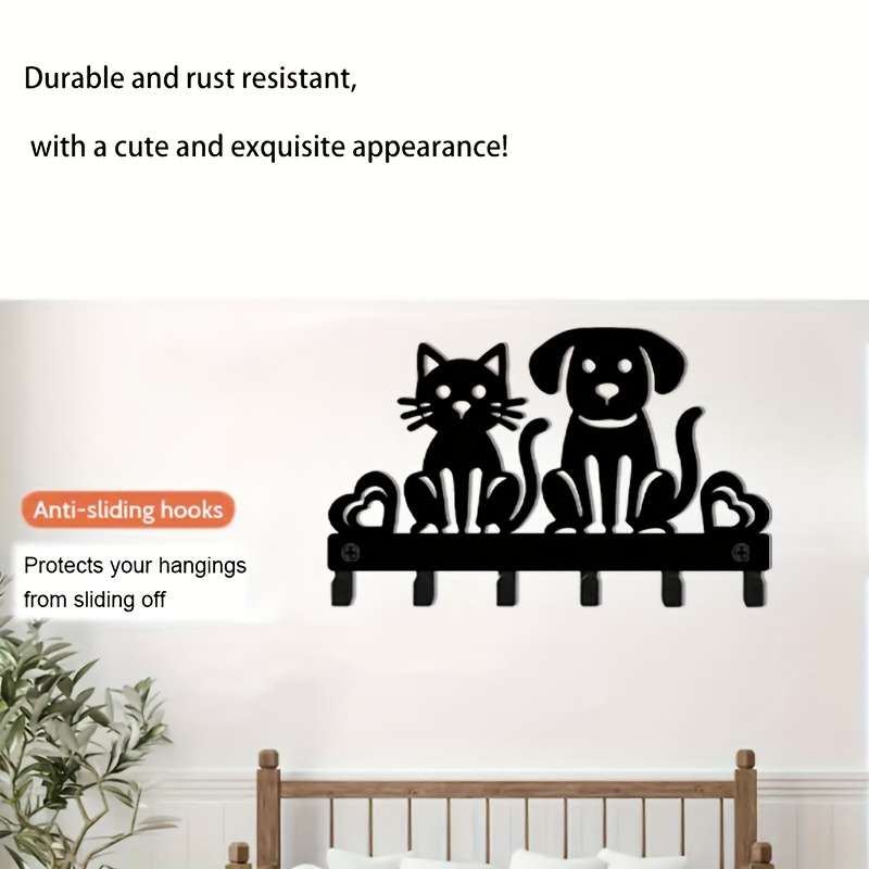 1 small cat and dog key hook wall mounted storage rack metal decorative hook decoration used for