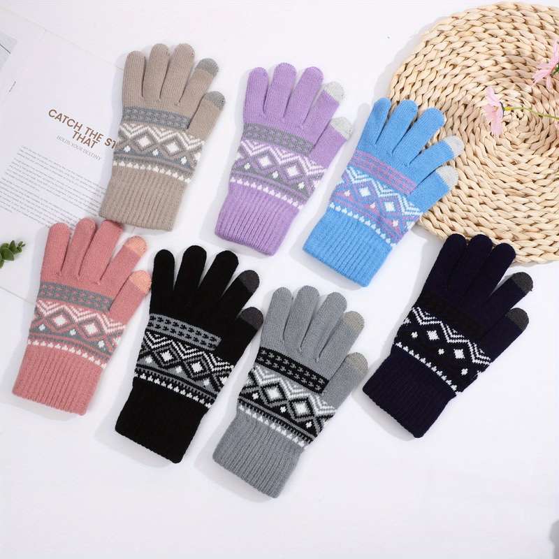1 Pair Beige Color Warm Gloves