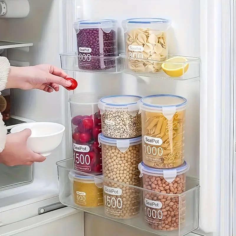4pcs 1000ml/33.82oz Airtight Flip Top Clear Plastic Jars
