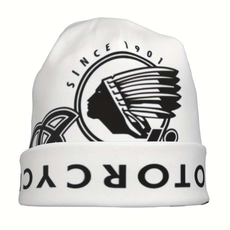 1pc Indian Motorcycles Beanie Hat Soft Thin Polyester Blend Funky Style Bonnet Cap with Log