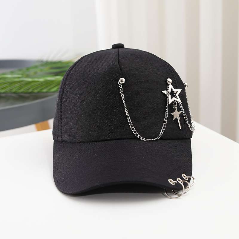 1pc Women's Baseball Cap With Star Pendant Casual Adjustable Sun Hat With Chain Accents Versatile