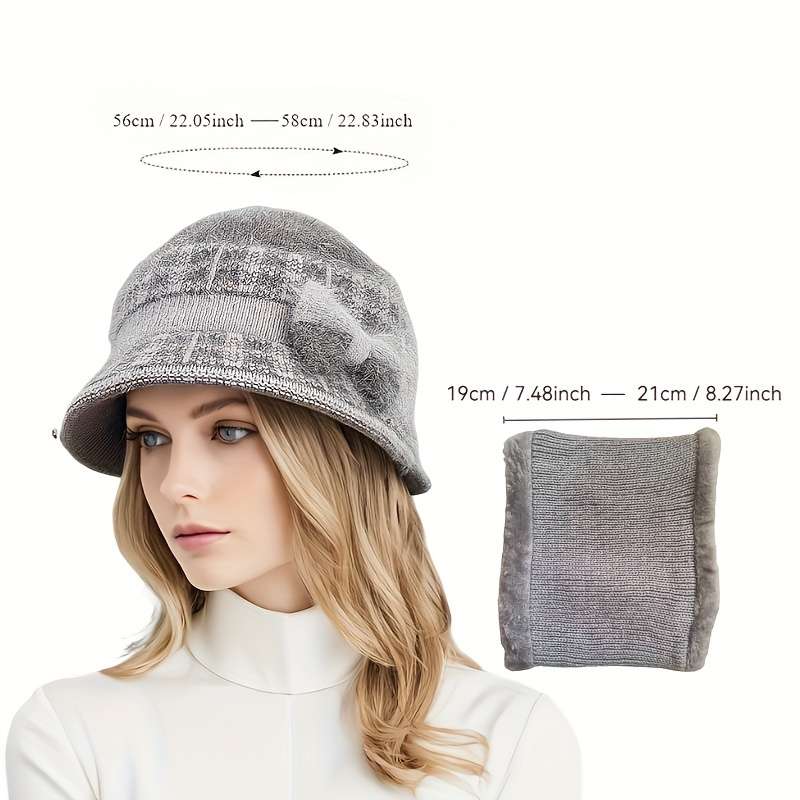 1pc  New Autumn and Winter Bow Decorated Knitted Hat Fashionable and Versatile Suitable f
