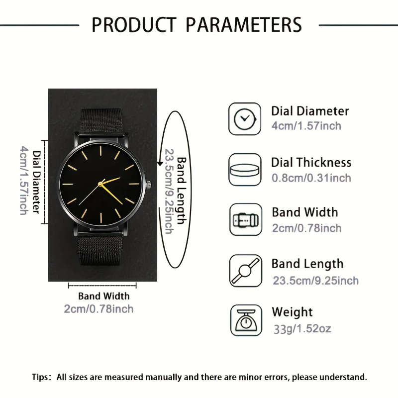 2pcs set Men's and Women's Fashion Quartz Watch Color sent randomly