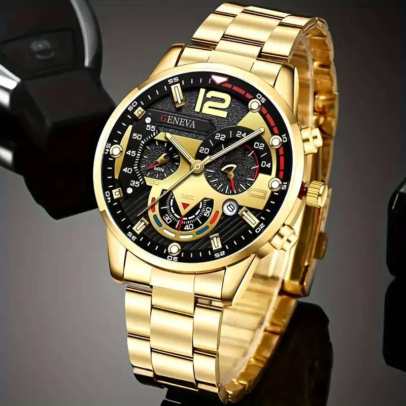 2 Piece Stainless Steel Quartz Watch & Bracelet Set