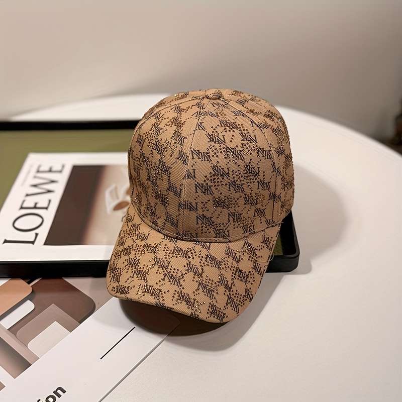 1pc Stylish Unisex Baseball Cap with Rhinestone Lettering Adjustable Snapback Sun Protection Br