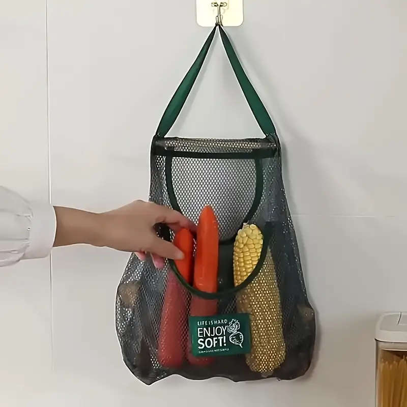 Multifunctional Kitchen Storage Mesh Bag Fruit Vegetable Ginger and Garlic Wall-mounted Organizer