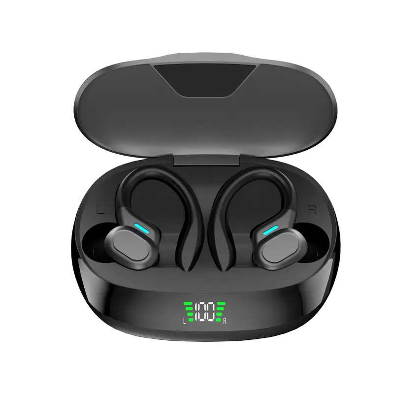 1 Pair Wireless Sports Earbuds with Mic Stereo Sound Comfortable Ear Hook Design USB Type-C Charging
