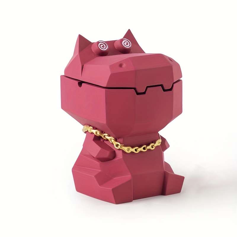 1pc Modern Animal-Shaped Ashtray with Lid Vibrant Color Concrete Stone Design Irregular Shap