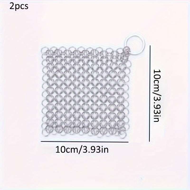 2-Pack 316 Stainless Steel Kitchen Scrubbers Reusable Heavy-Duty Metal Scouring Pads for Ski