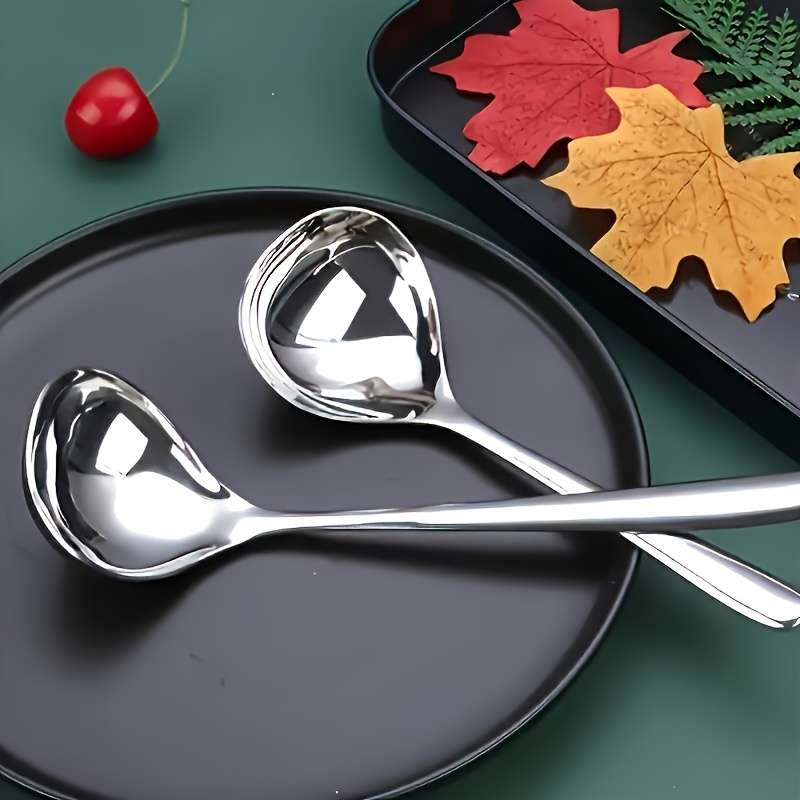 2pcs Stainless Steel Serving Spoons with Long Handles Durable Porridge Soup Hot Pot Spoons P
