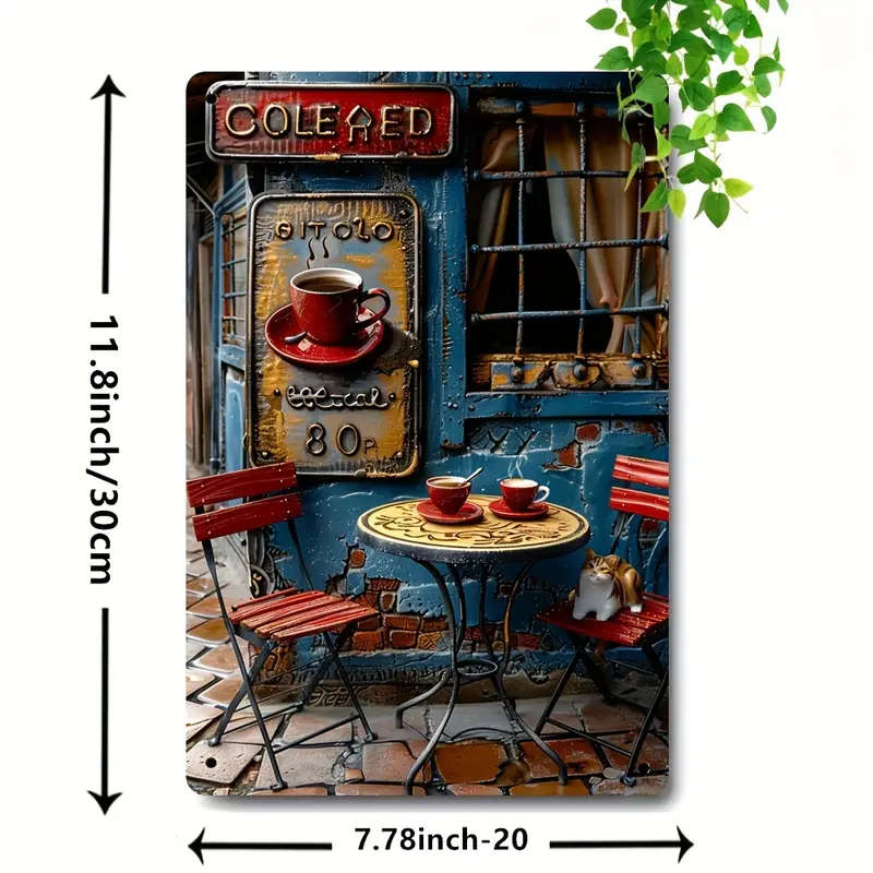 1pc Vintage Little Lane Coffee Metal Tin Sign 20.32cmx30.48cm Ideal for Home Cafe Garage and Bar Wal