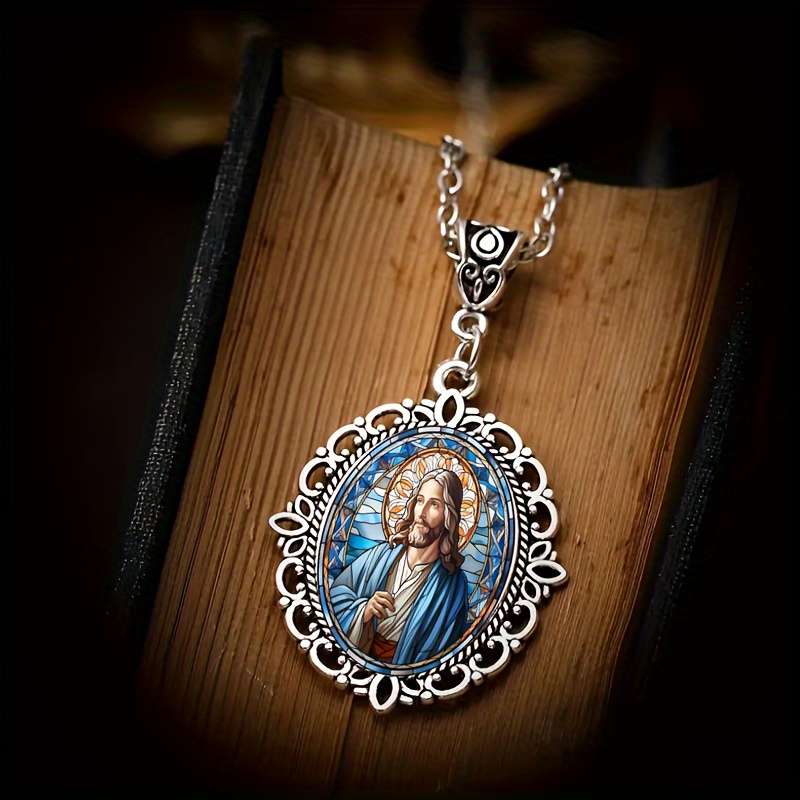 1 Piece Antique Silvery Jesus Theme Pendant