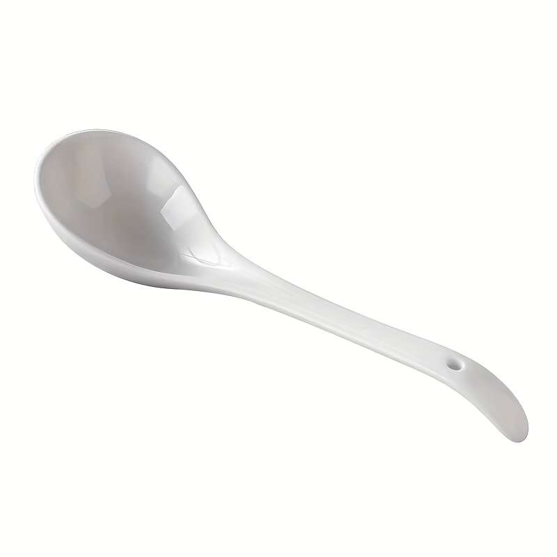 2pcs Ceramic Soup Spoons with Long Handle Large Capacity Ergonomic Design for Kitchen Dinin
