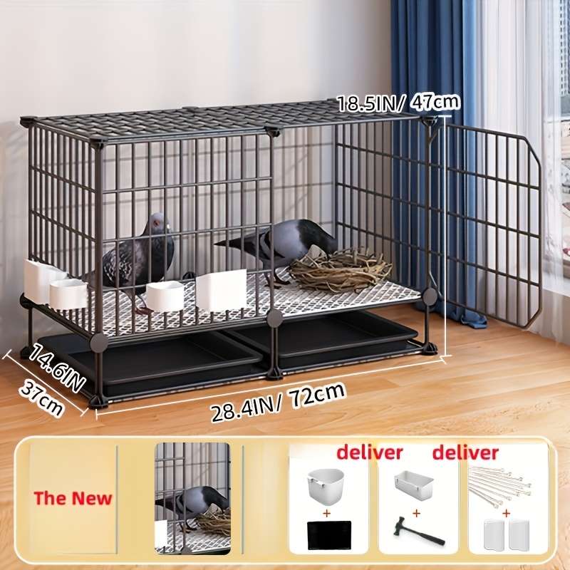 1pc White Small Size (Cage + Tray + Feeding Slot + Perch) Pet Cage